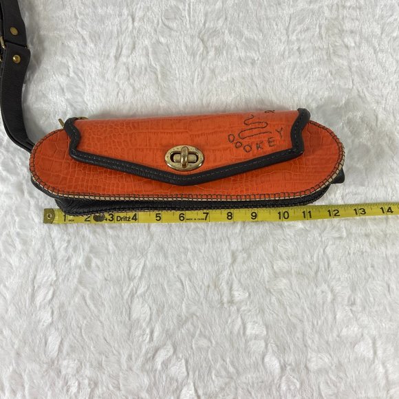 Vintage Tangerine Papaya  Dookey Croco Bag Wristlet - Picture 4 of 6